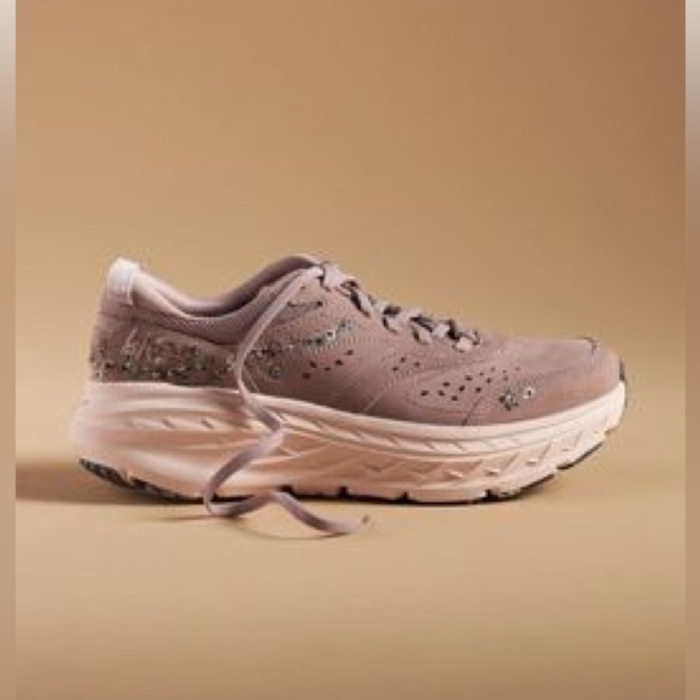 Anthropologie X Hoka Vibrant Bloom Bondi L Floral Embroidered Sneaker Lavender